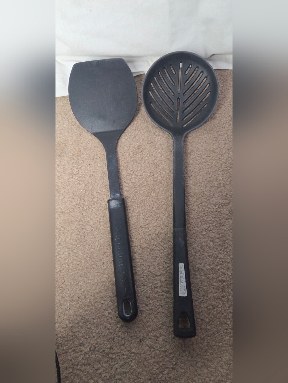 Calphalon Nylon Slotted Spoon And Full Spatula/Turner Heat Resistant Black